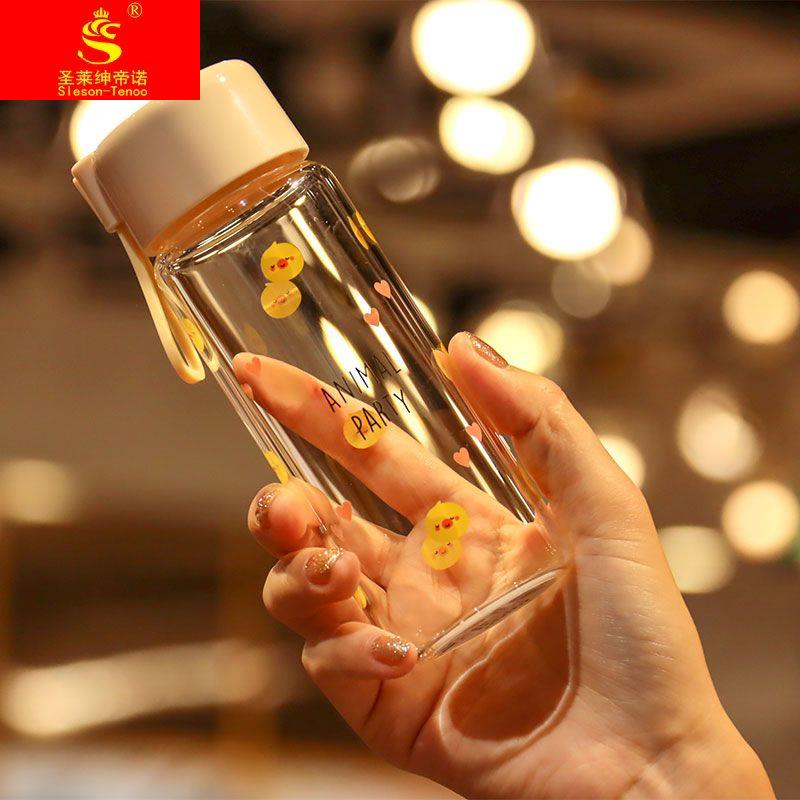 时尚比特萌趣动物玻璃杯高硼硅材质网红水杯茶杯可爱简约透明杯