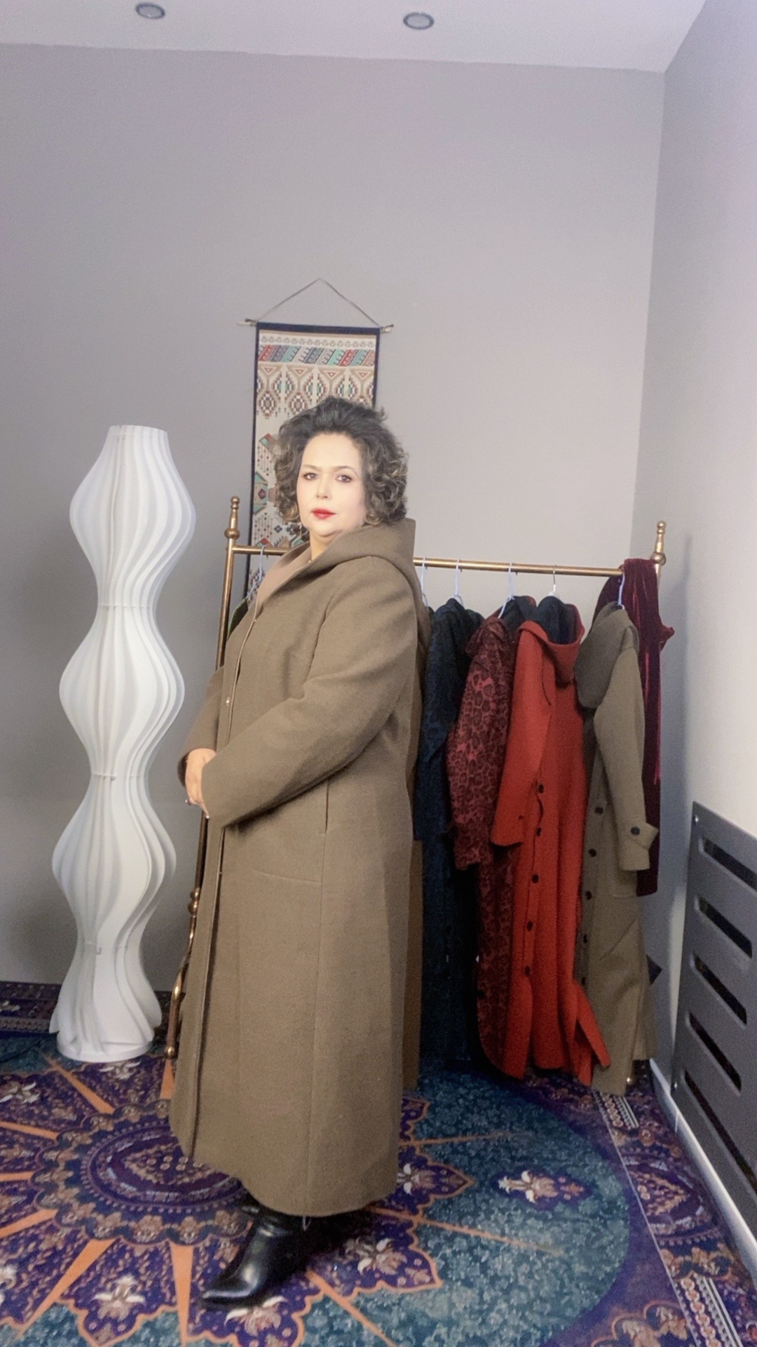 时尚连帽长款毛呢大衣女装气质显瘦中长款过膝秋冬外套