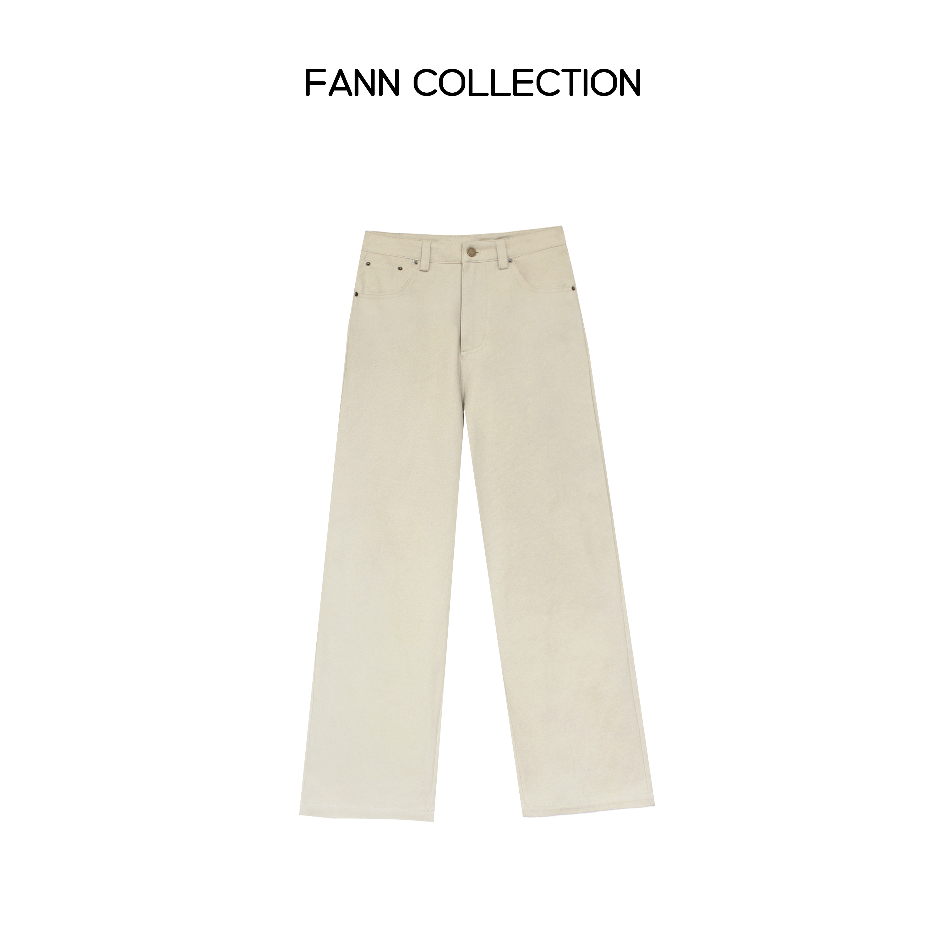 饭饭FANN COLLECTION 远山 韩版高腰直筒阔腿休闲牛仔裤FANNB036