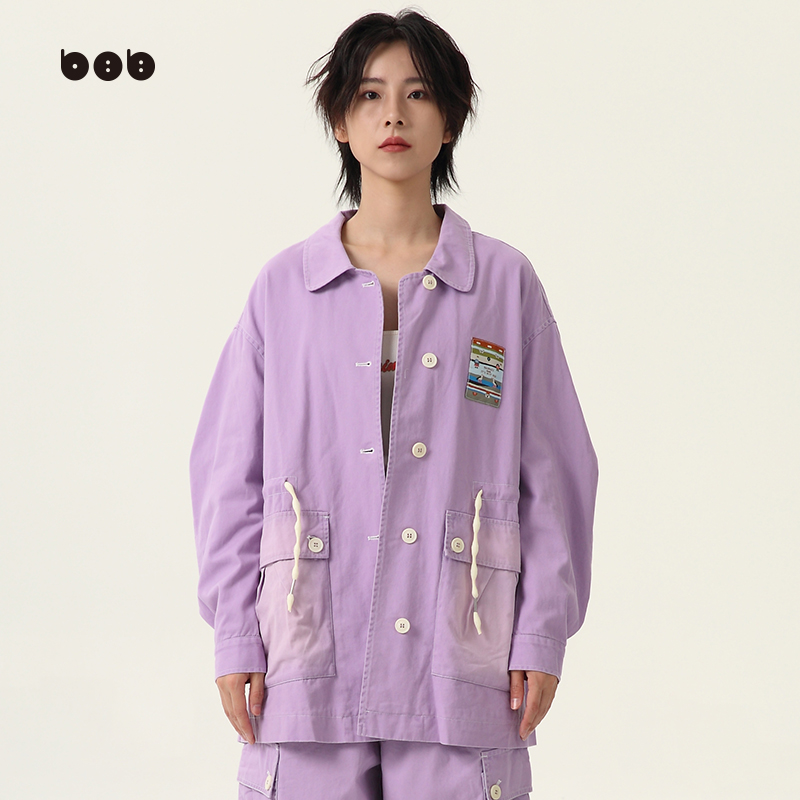 【商场同款】中长款外套女2024春装新品休闲宽松可收腰上衣