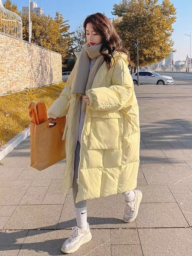 羽绒服女中长款2023年冬季新款连帽韩版修身休闲时尚保暖外套