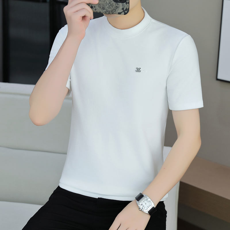 半高领t恤男士秋冬季内搭双面德绒打底衫ins百搭短袖上衣