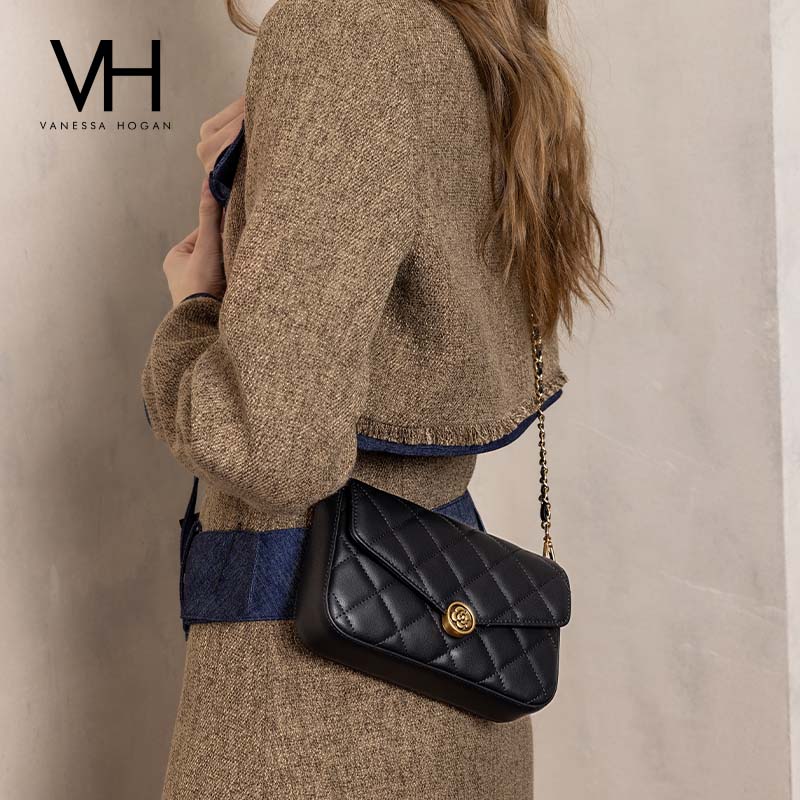 VH女包山茶花方包真皮百搭菱格腋下单肩斜挎包2210425