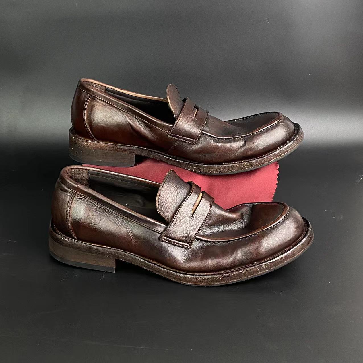 马皮水洗真皮大底休闲时尚男皮鞋乐福鞋固特异休闲男皮鞋2025