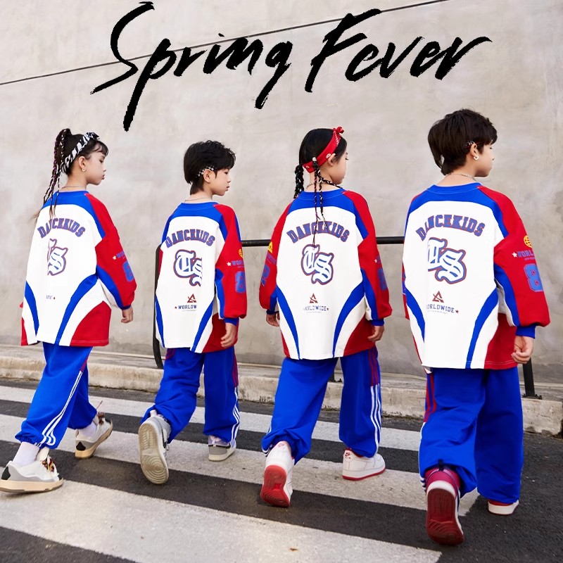 儿童演出服嘻哈街舞童装潮服男童炸街表演服套装小学生运动会班服
