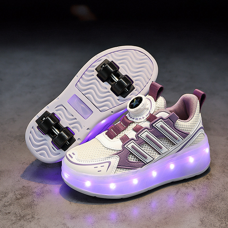 CEO ABC儿童暴走鞋女童轮滑四轮小学生男童充电爆走鞋发光运动鞋
