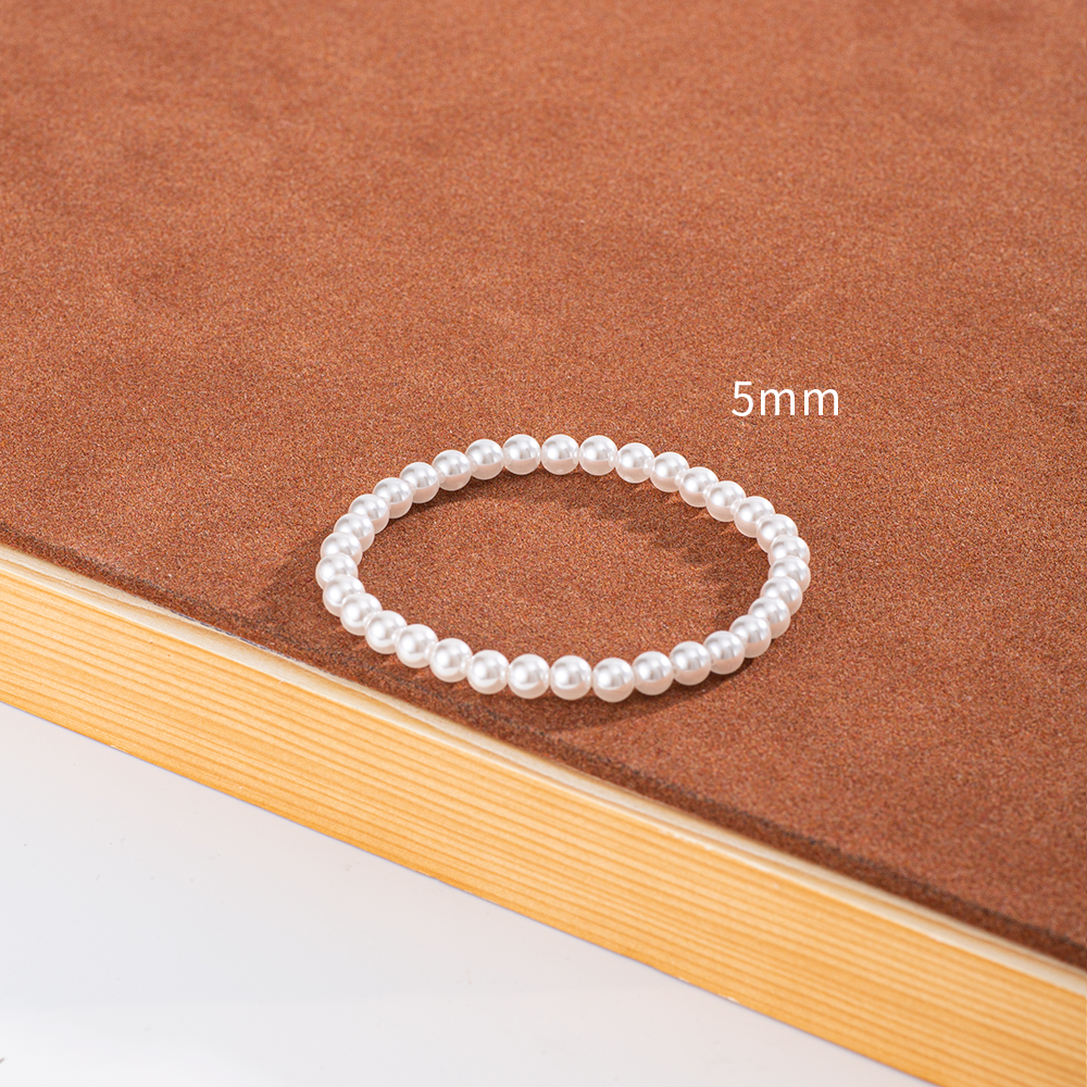 925银手链 施家手链 弹力绳全珠 暖白正圆夏季新款百搭手链