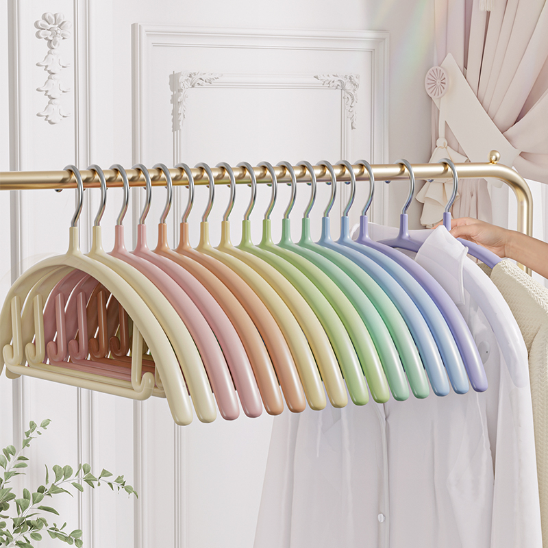 越图彩虹无痕防滑衣架晾衣架防滑不起包 彩虹色8支