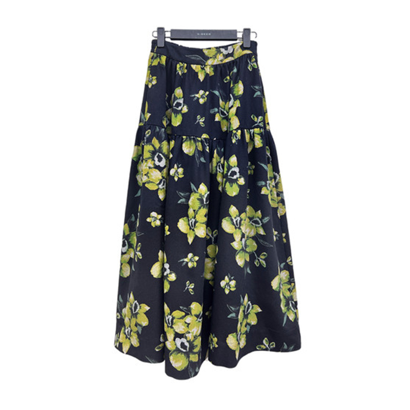 sdeer圣迪奥高端时尚优雅百搭气质复古轻奢碎花半身裙S233Z1151