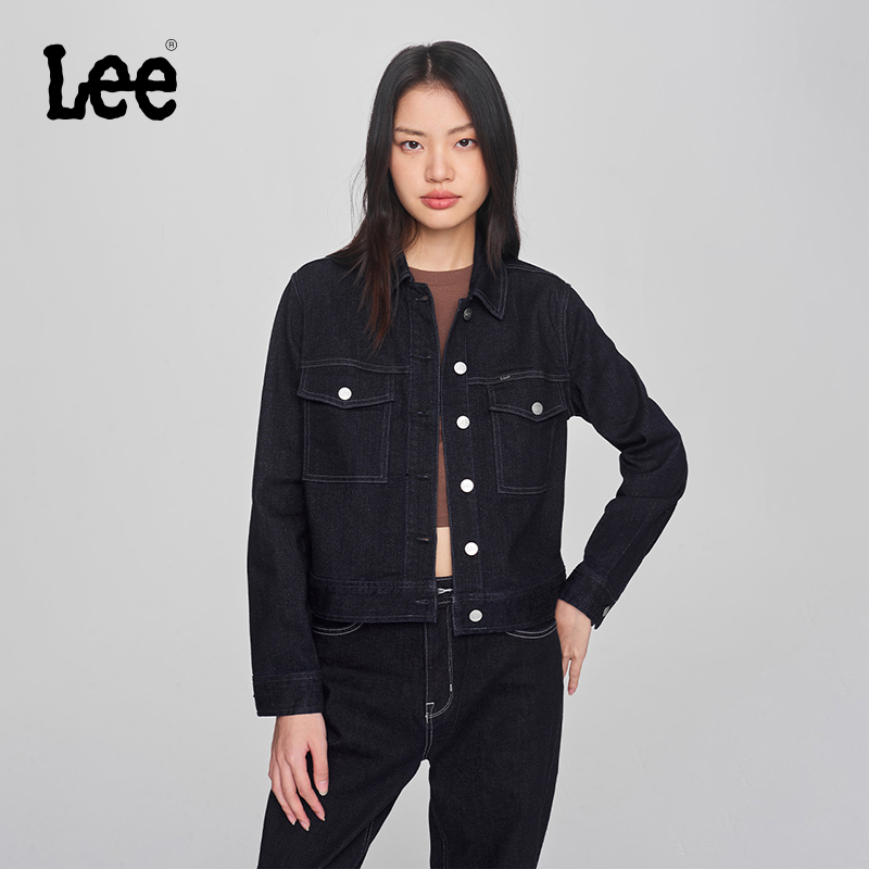【夹克外套】Lee商场同款新品短身款清水洗长袖牛仔夹克外套