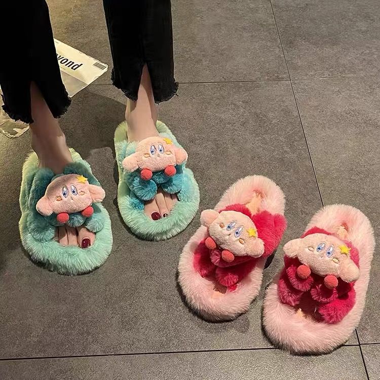 卓诗尼沿荐可爱卡比棉拖鞋女2023冬季居家粉色少女心毛绒绒冬天暖