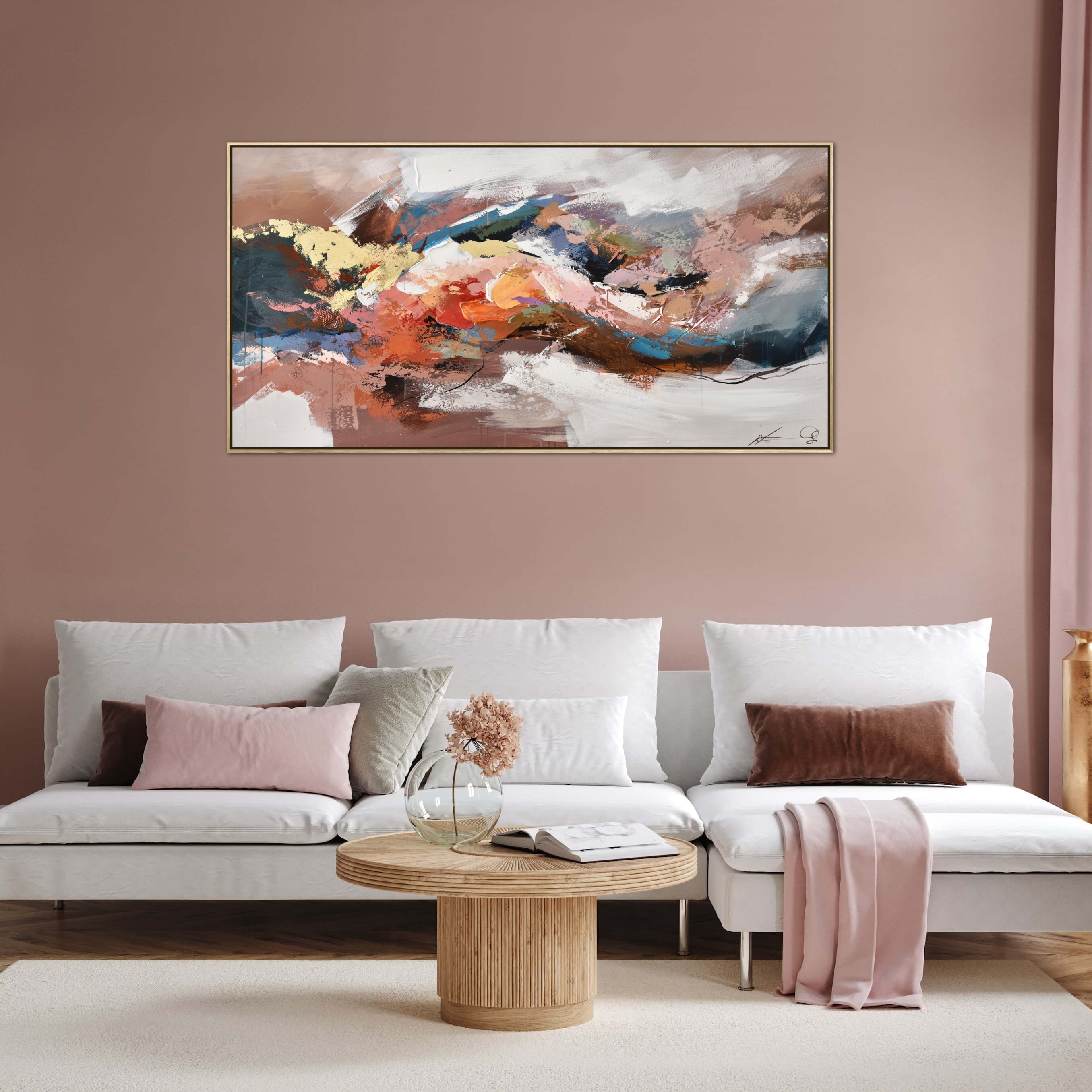 原创设计手绘油画《绽放》客厅沙发背景墙挂画艺术质感现代装饰画