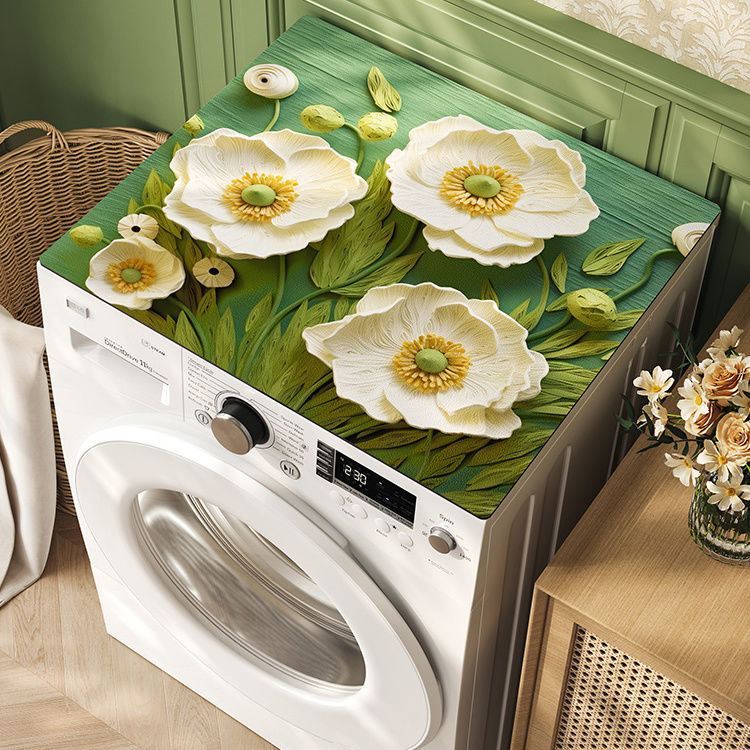 花卉洗衣机盖垫子吸水防晒冰箱盖布防尘罩垫布硅藻泥柜防尘垫D675