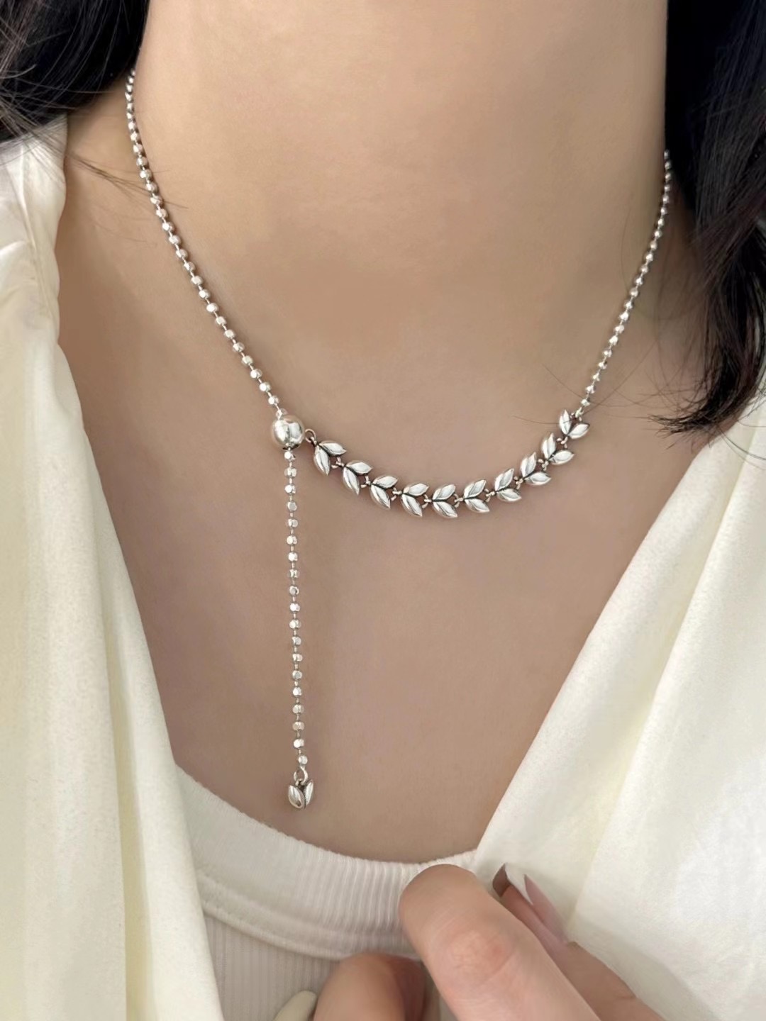 坠链均925银 银925大麦套链气质小众时尚法式百搭轻奢简约