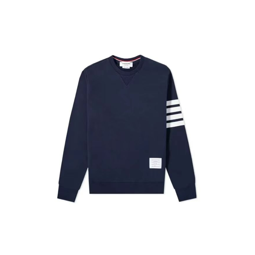 未使用 THOMBROWNE 工程条纹圆领男士春秋休闲套头海军蓝卫衣