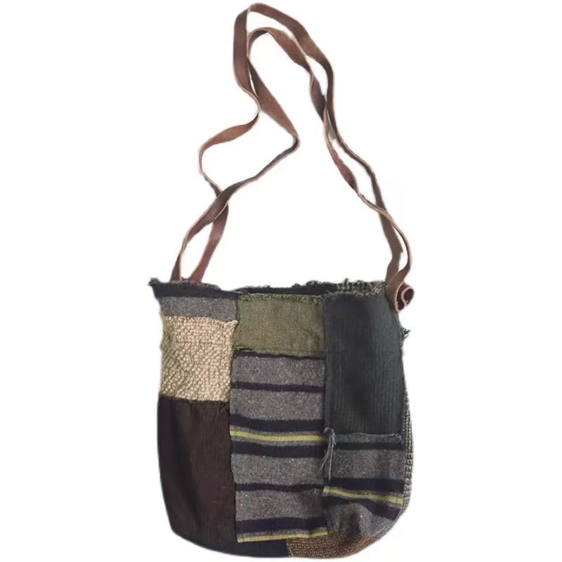 7折山山家-左岸迷香【休闲包】Z21FW0021单肩斜跨拼色时尚复古秋冬