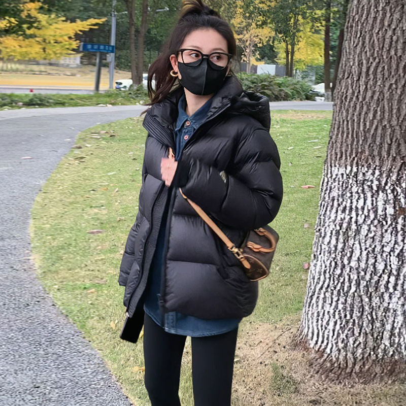 波司澄羽绒服黑金羽绒棉服女短款2023冬季韩版宽松小个子棉衣面包