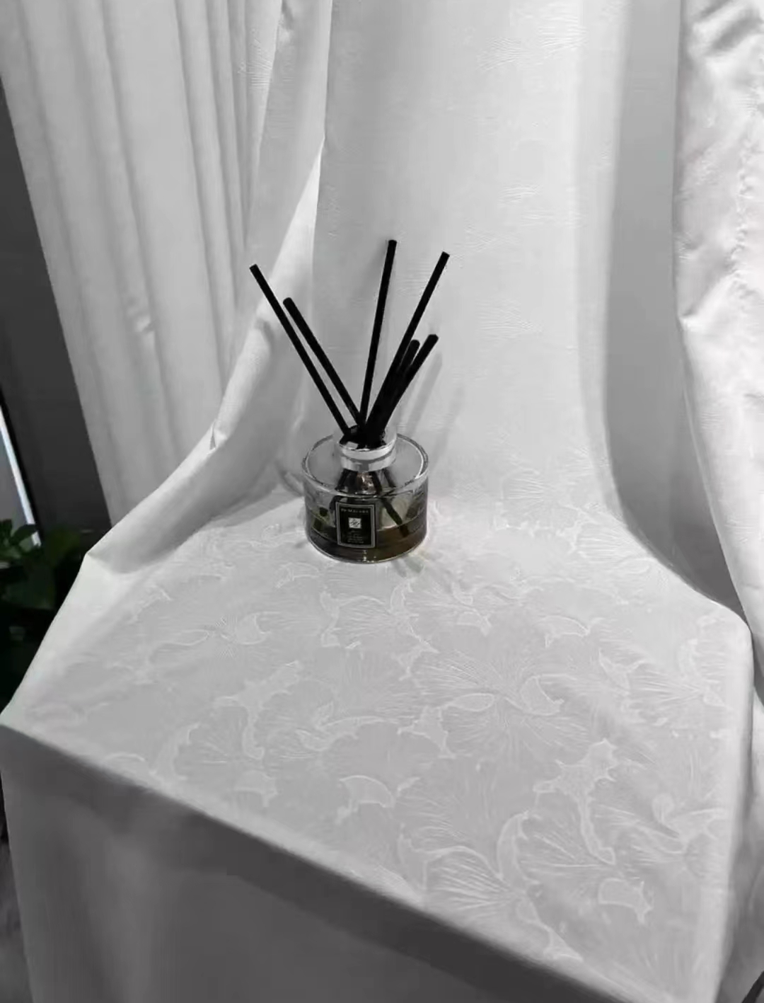 皇冠纱【透光不透人】雕花银杏叶暗压花白沙卧室阳台客厅防刮防勾