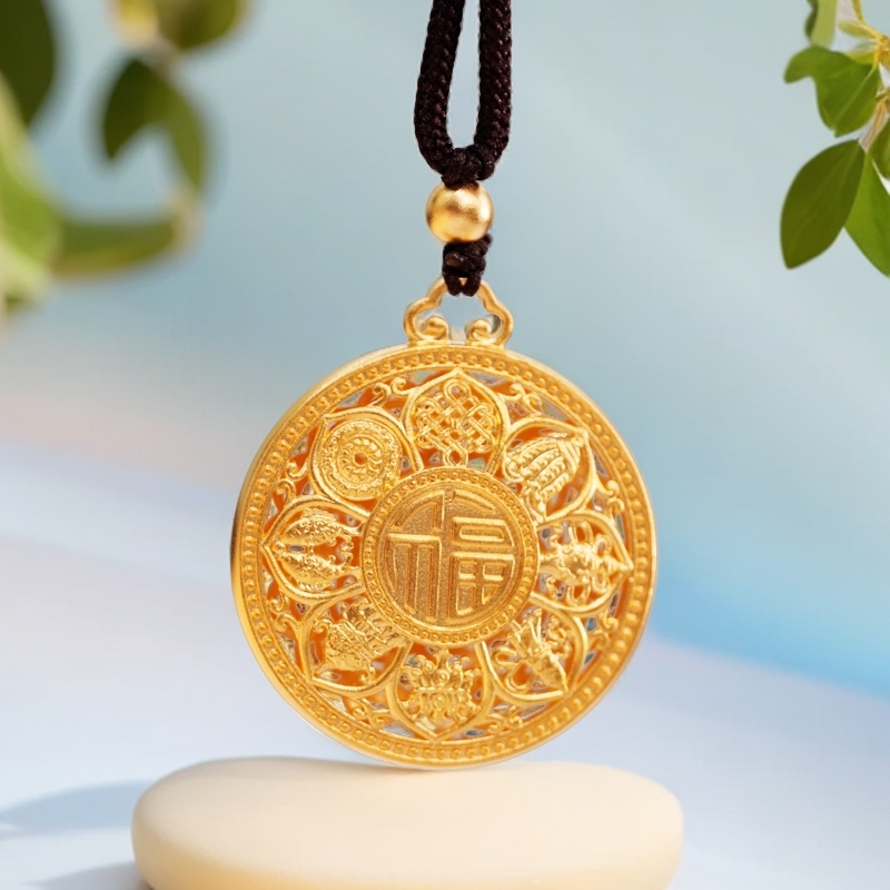足金999吊坠【八宝罗盘】 传承项坠古法时尚手工时尚编织（不含链）