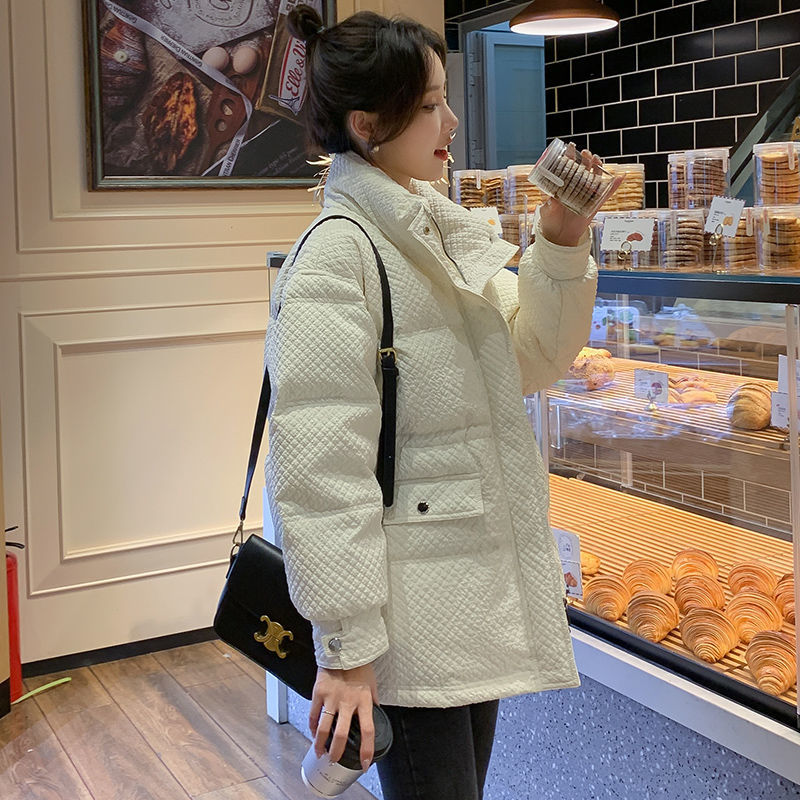白鸭绒羽绒服棉服女中长款2023新款冬季韩版小香风加厚小个子百搭