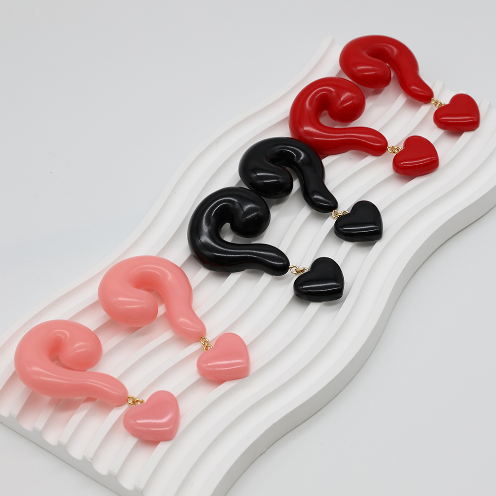 合金树脂耳饰 问号耳环女个性时髦气质高级感小众设计简约轻奢潮