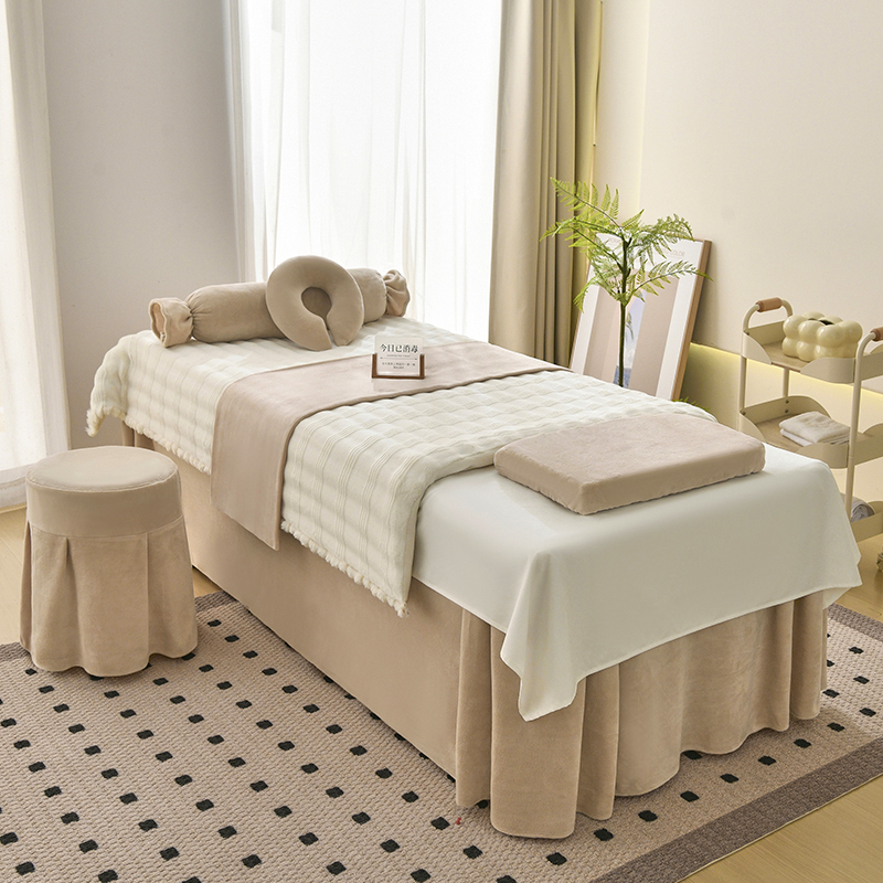 美容床罩四件套轻奢高级感美容院床套牛奶绒按摩理疗专用秋冬床单