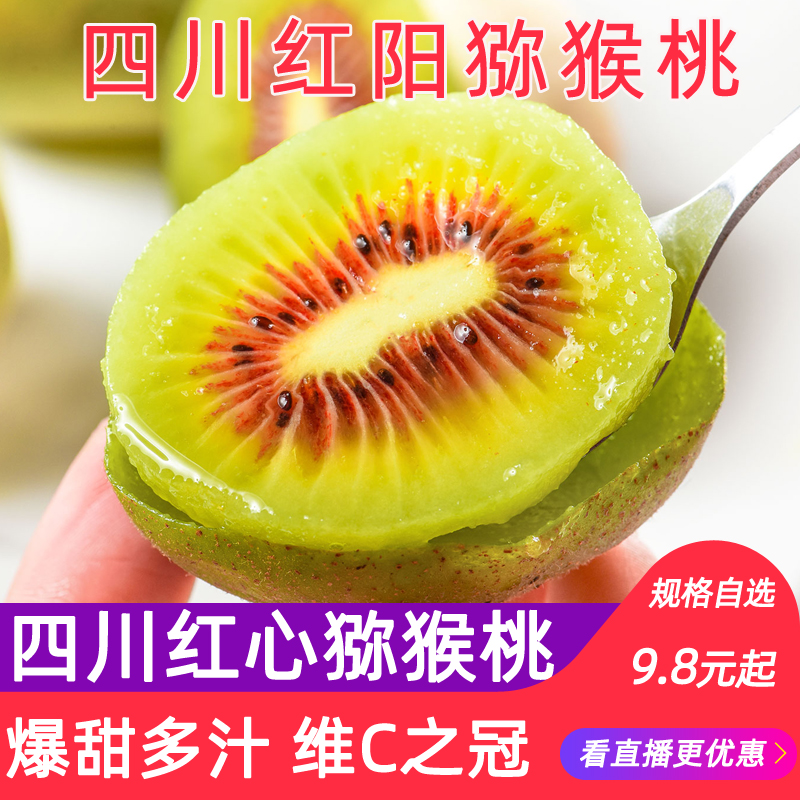 果窝镇现货红阳四川红心猕猴桃应季当季泥猴桃现摘新鲜水果奇异果