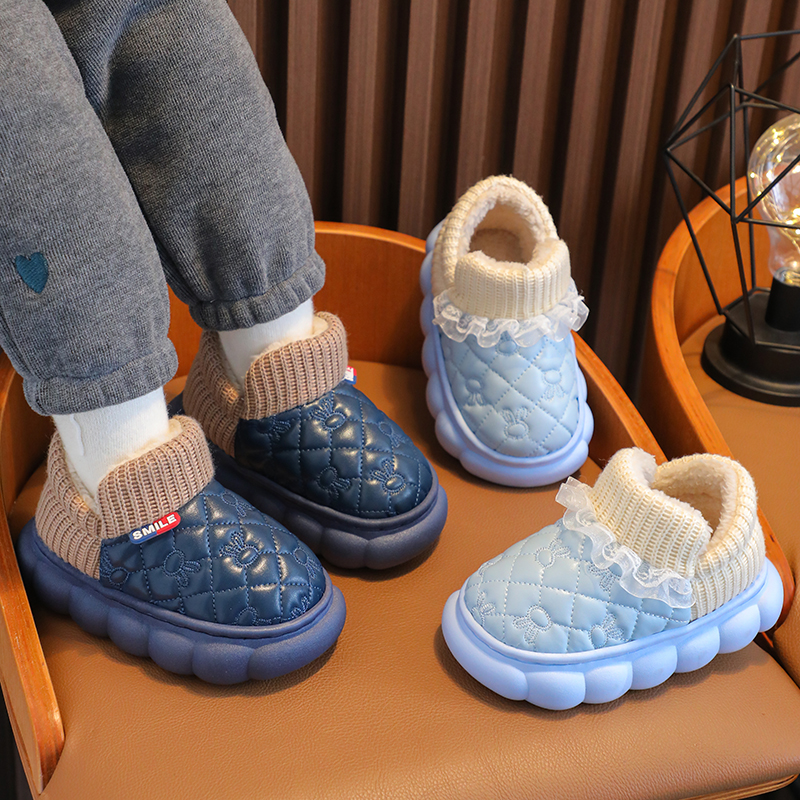 婴儿儿童棉鞋冬季保暖加厚pu皮居家毛毛鞋防滑秋冬小兔男女宝宝鞋