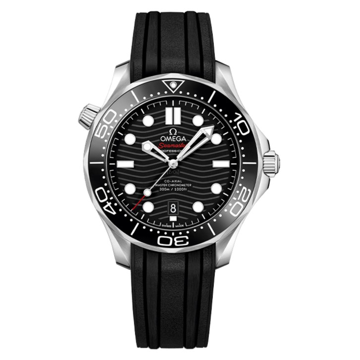 99新 Omega/欧米茄 海马300/42mm黑胶潜水夜光机械背透运动男款表