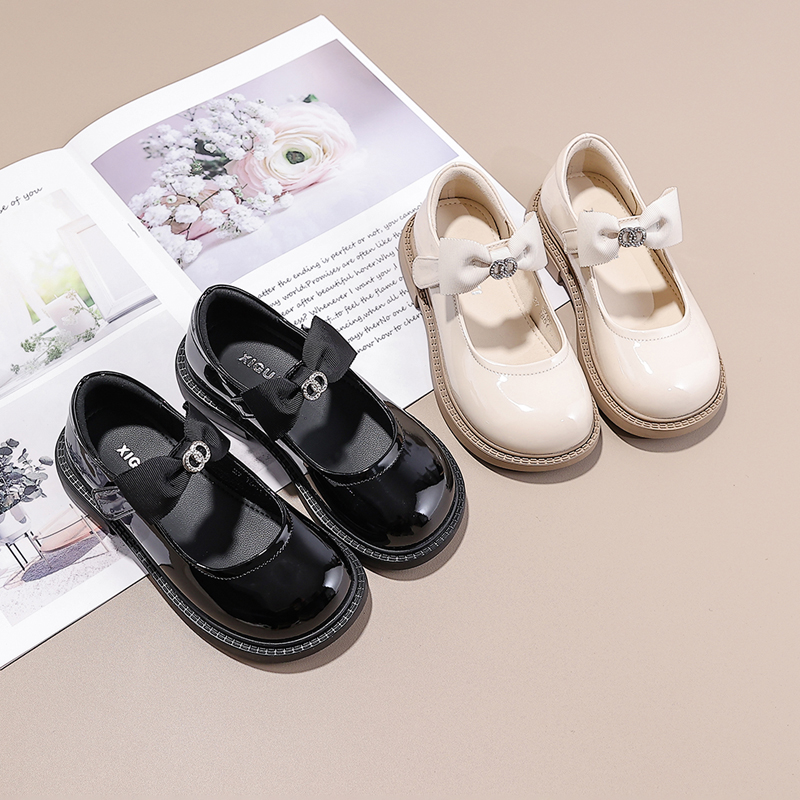 西瓜西2700女童小皮鞋童鞋2025春秋季新款儿童黑色公主表演出鞋