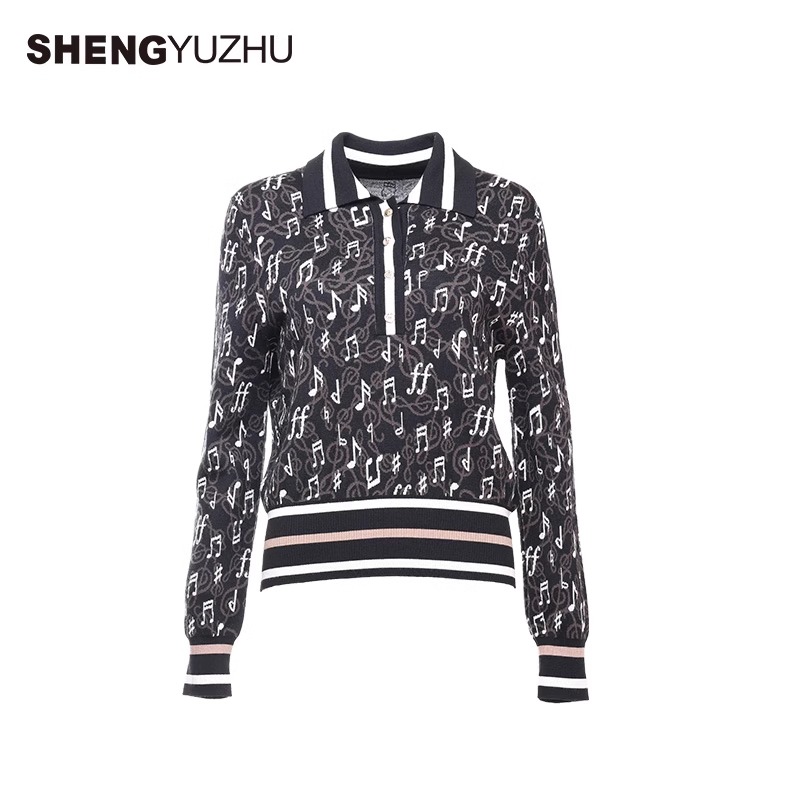 Shengyuzhu/声雨竹毛衣女保暖高领长袖商场同款上衣高级感黑色