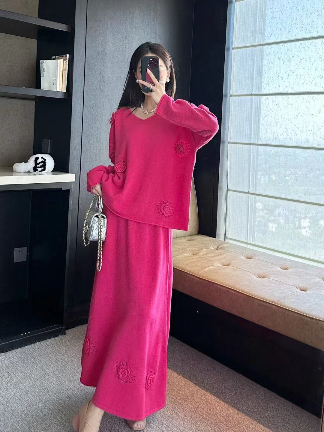 鑫蒂故事洋气减龄立体花朵松弛感毛衣套裙JYE5755