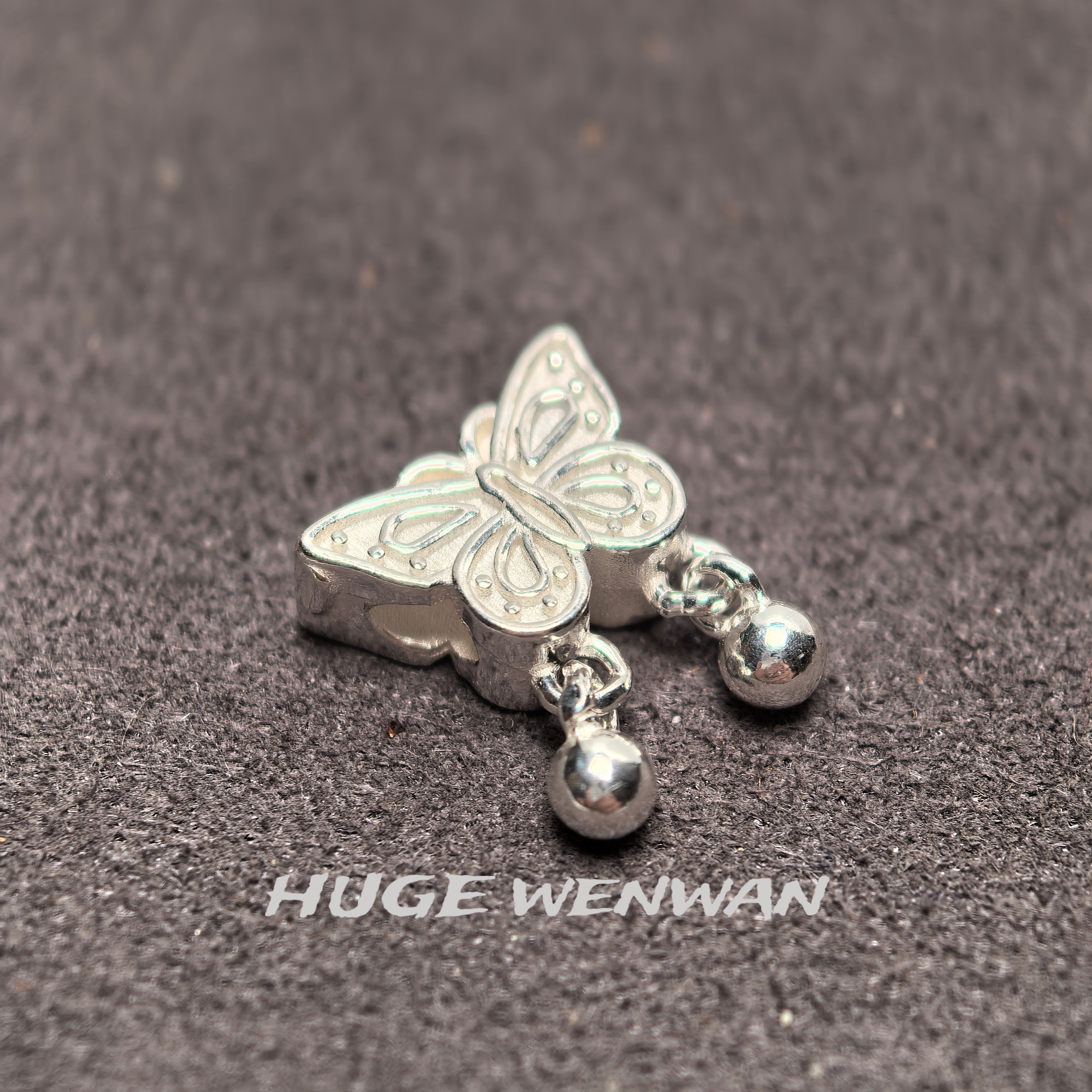 925银银制品 【SHD-1】S925文玩配饰精工蝴蝶侧挂