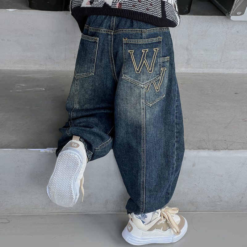 男童裤子春秋款2025新款儿童牛仔裤潮帅气时髦炸街秋装软秋季痞帅