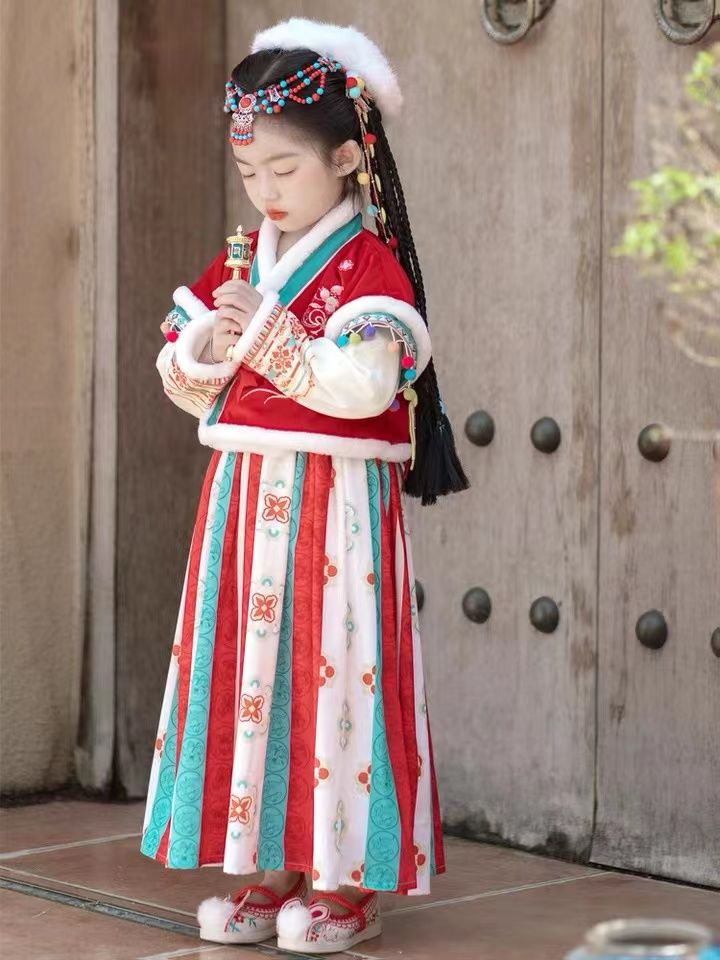 女童汉服秋冬民族风儿童少数民族服装异域风情套装西域公主拜年服