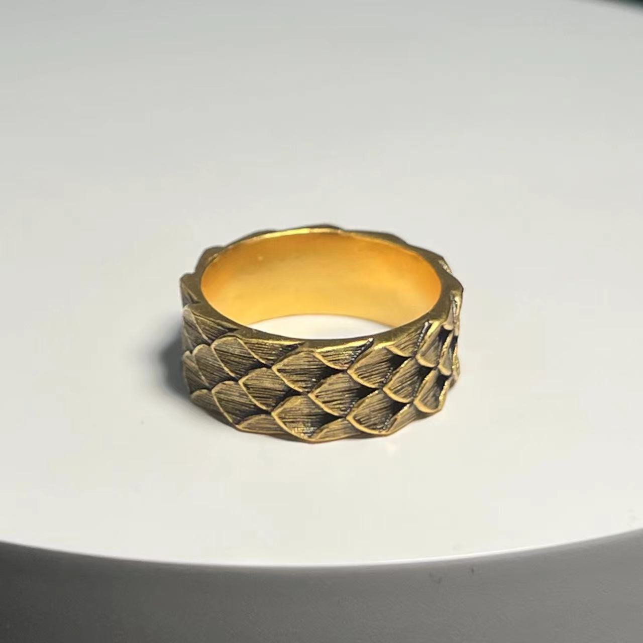 【足金999宽版龙鳞戒指】黑金戒指#精品黑金工艺#