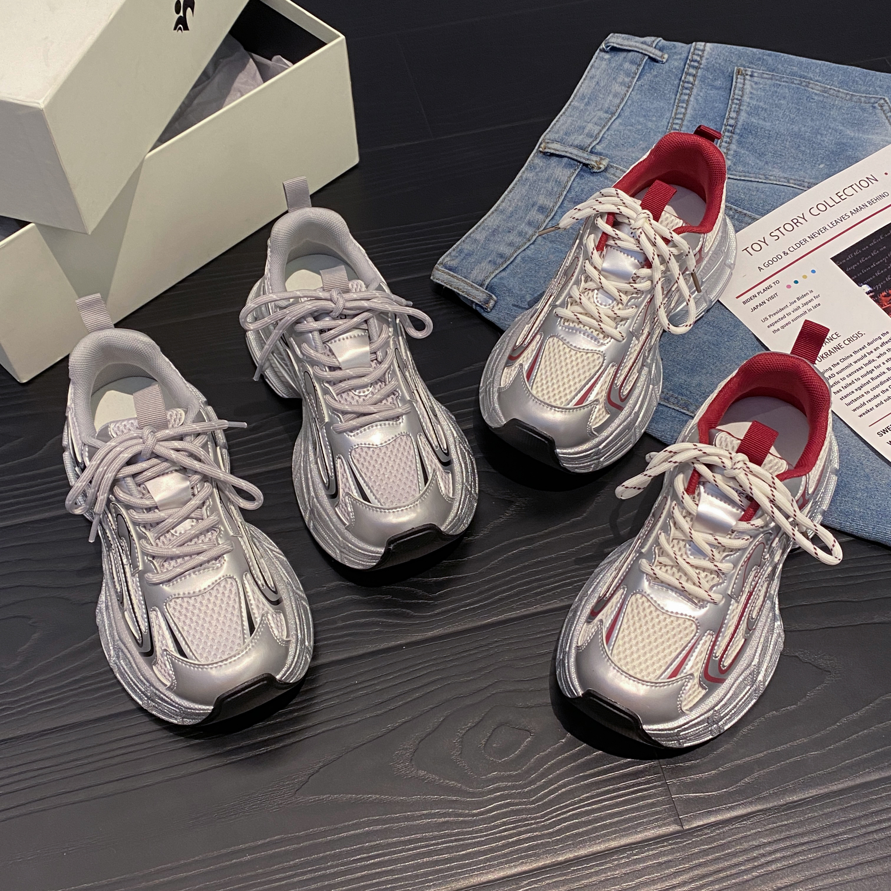 现货贾不假百搭情侣老爹鞋女高级2025秋冬新款网红厚底增高运动鞋