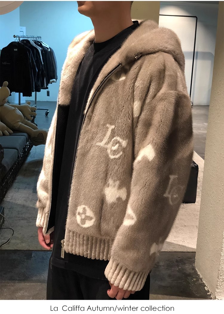 （主店）LA CALIFFA “哥本哈根进口小母貂”短款 连帽 男士时装夹克