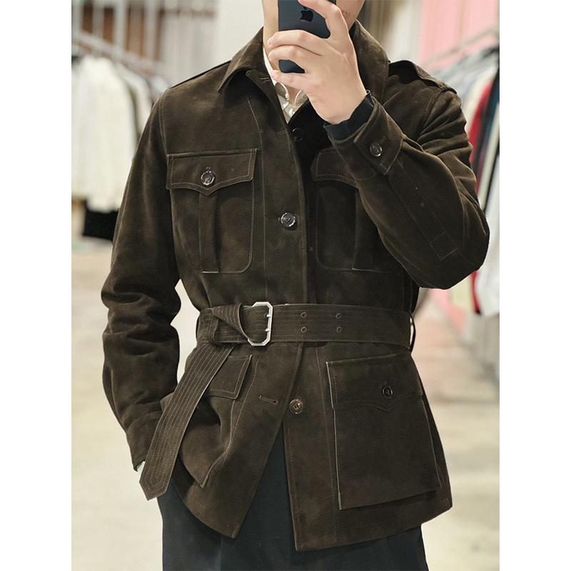 42000紫标”传奇美式 老钱风 学院派总裁“小羊皮 猎装夹克