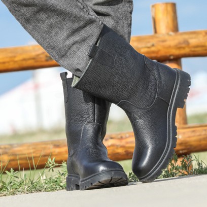 374D男士真皮中筒高帮透气钓鱼靴子爆款运动中帮男鞋百搭新款户外