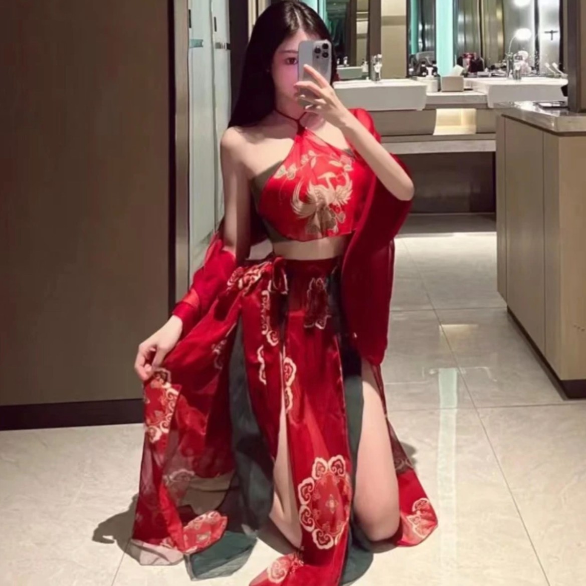 中国风古风敦煌飞天性感汉服睡衣网纱纯欲风套装