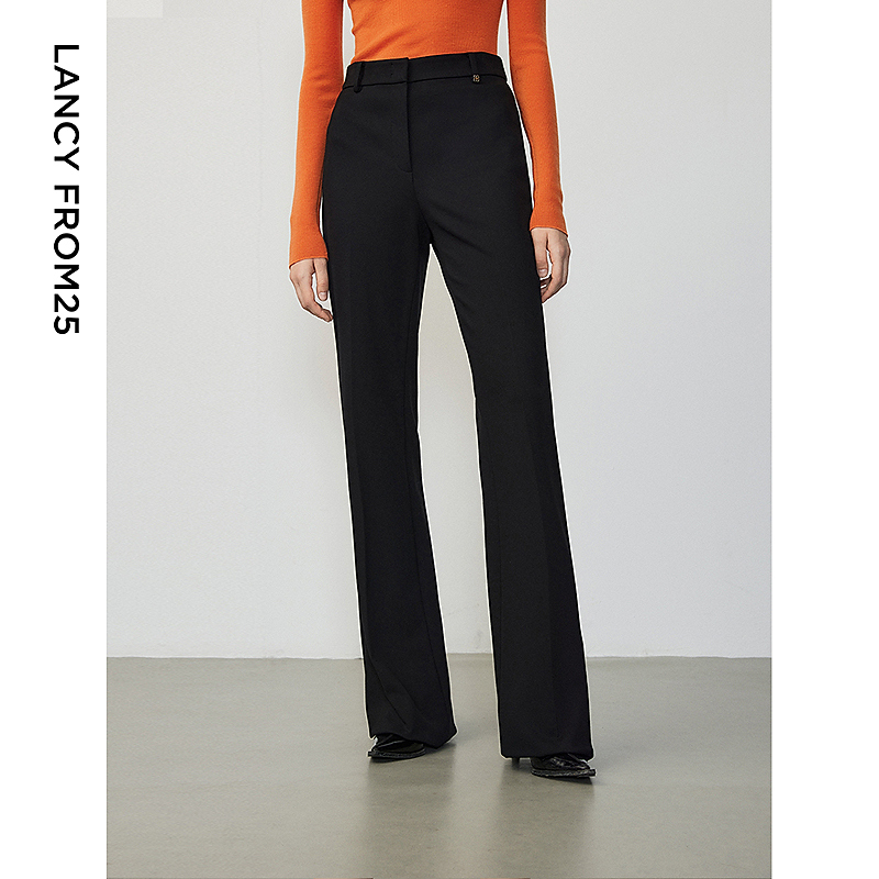 朗姿复古通勤高弹喇叭裤西裤冬季新款职业气质高腰女士西装裤长裤