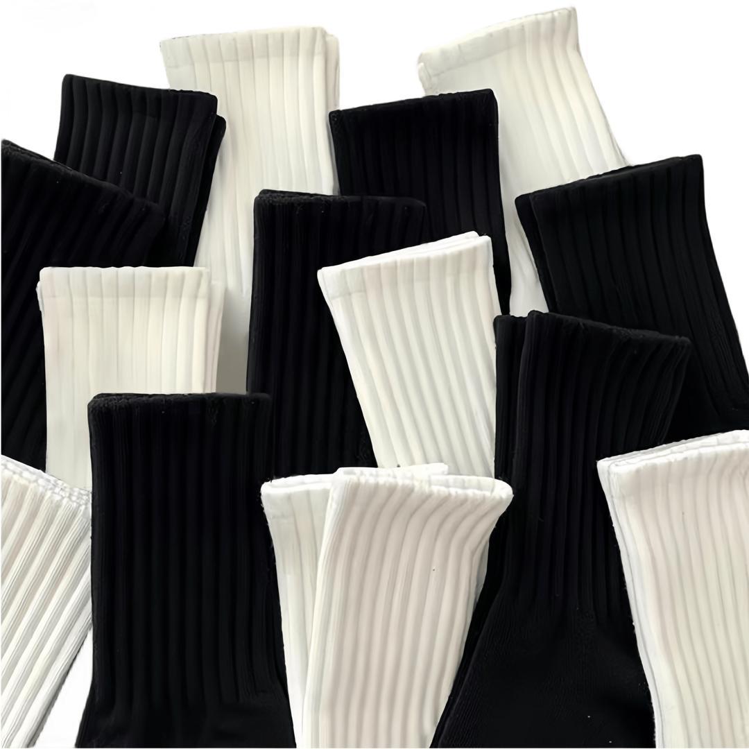 【2.9元5双】诸暨袜子男士春秋中筒袜黑白秋冬长袜百搭防臭吸汗透