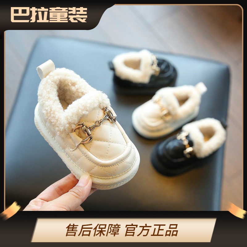 新品巴拉巴拉宝宝鞋子冬季加绒大棉鞋女宝鞋一脚蹬儿童学步鞋婴儿
