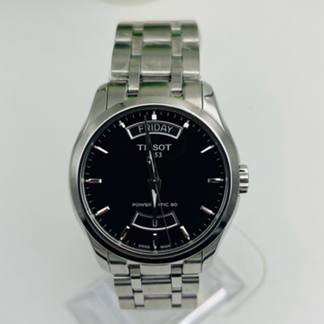 99新 Tissot/天梭 臻时/库图瑞士机械男士腕表/80机芯双日历