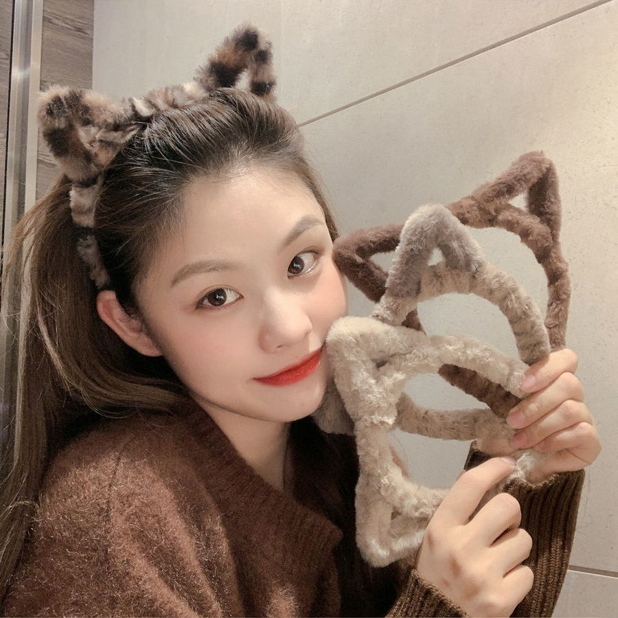 毛绒可爱猫耳朵发箍洗脸化妆用防滑敷面膜头箍女