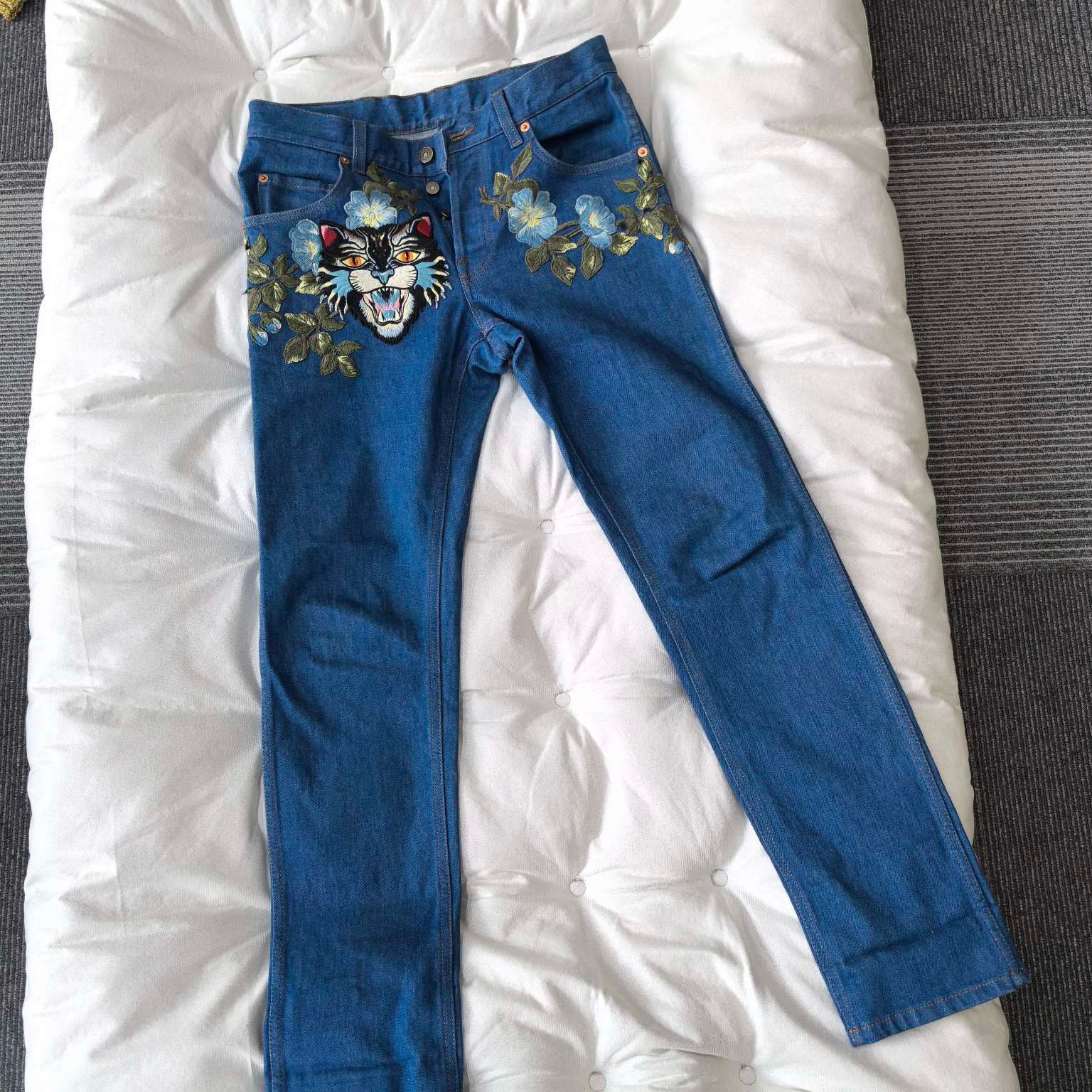 古驰Gucci 虎头蓝色牛仔裤 29码