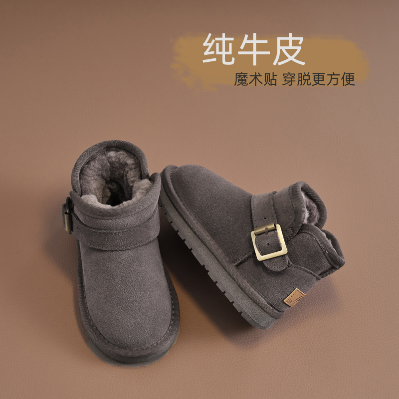 儿童棉鞋冬季女童雪地靴男童加绒童鞋防水宝宝雪地棉儿童鞋子冬鞋