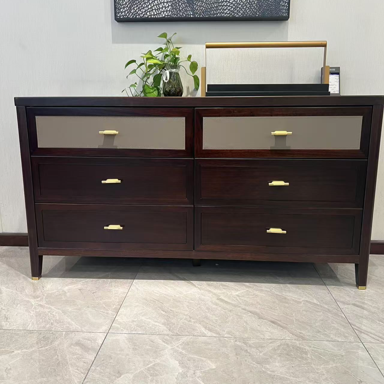 1.4米客厅六斗柜----黑檀全实木家用轻奢新中式六斗柜四斗柜禅意