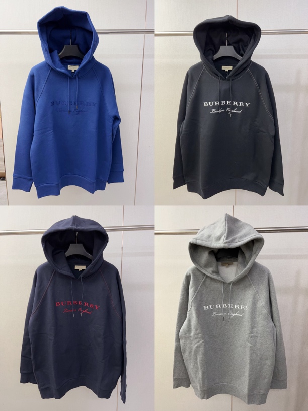 未使用 BURBERRY/博柏利 男款刺绣字母标logo宽松大款帽衫卫衣